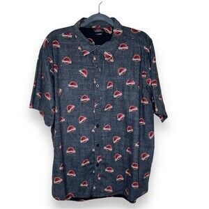 Fifth Sun Jurassic Park Reverse All Over Print Short Sleeve Button Shirt Mens XL